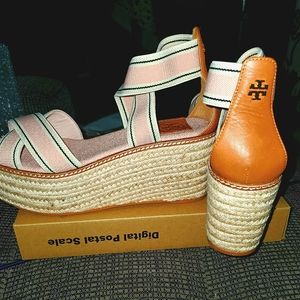 Tory Burch Pink White Wedges
